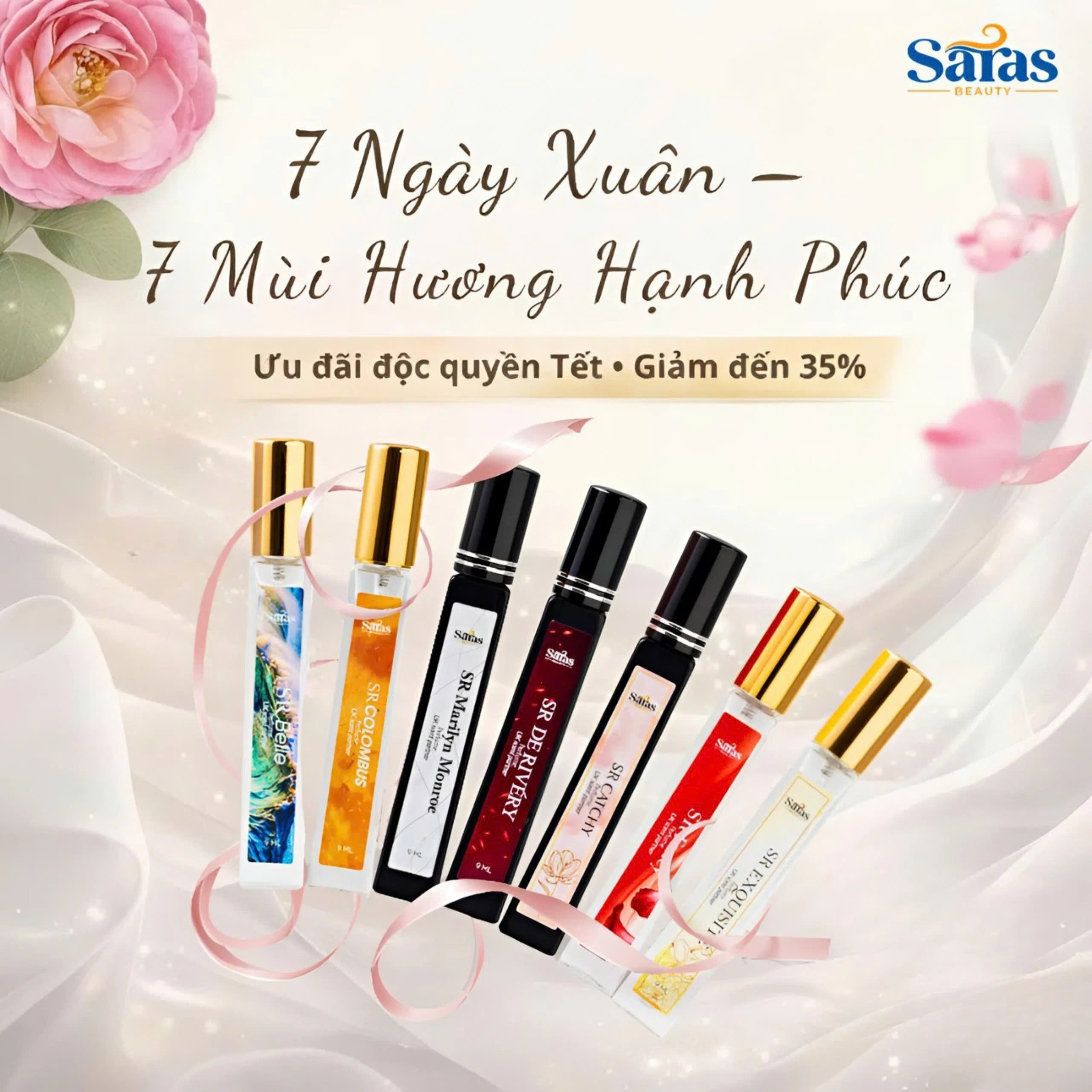 Combo 7 mùi hương nước hoa Saras Beauty chính hãng