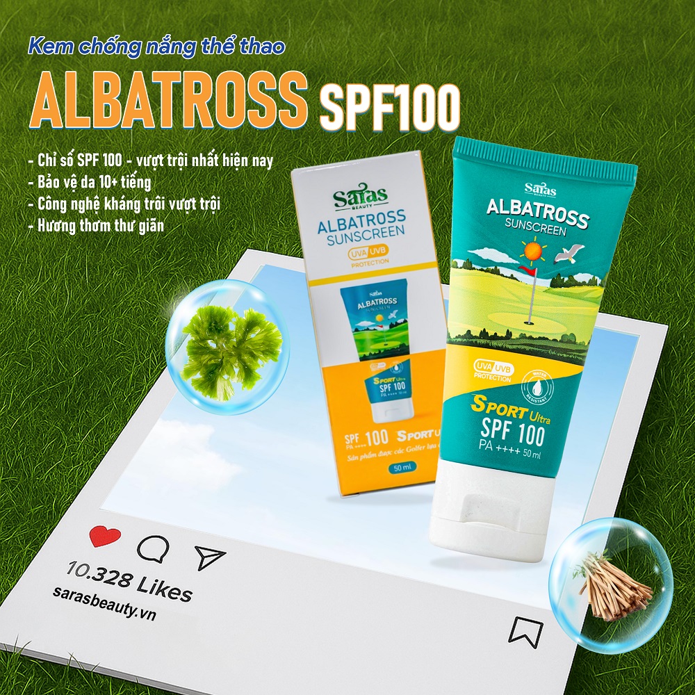 Kem chống nắng thể thao Albatross SPF100 & PA++++ – Kháng nước, không bết dính, bảo vệ da tối đa 50ml