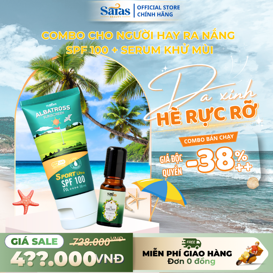 [COMBO ƯU ĐÃI] Combo cho người hay ra nắng |Kem chống nắng SPF100 + serum khử mùi vùng cánh - Giúp bảo vệ da toàn diện, Giảm Mùi và Dưỡng Sáng Da
