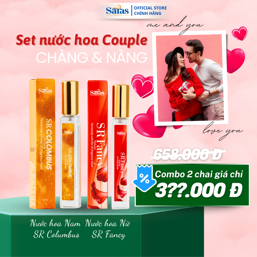 [Mua 2 tặng 1] Combo Nước Hoa Couple | 2 Mùi Hòa Hợp Dễ Gây Ấn Tượng - Nước Hoa Nữ SR Fancy & Nước Hoa Nam SR Colombus Thơm Lâu Chính Hãng ước– Chai 9ml