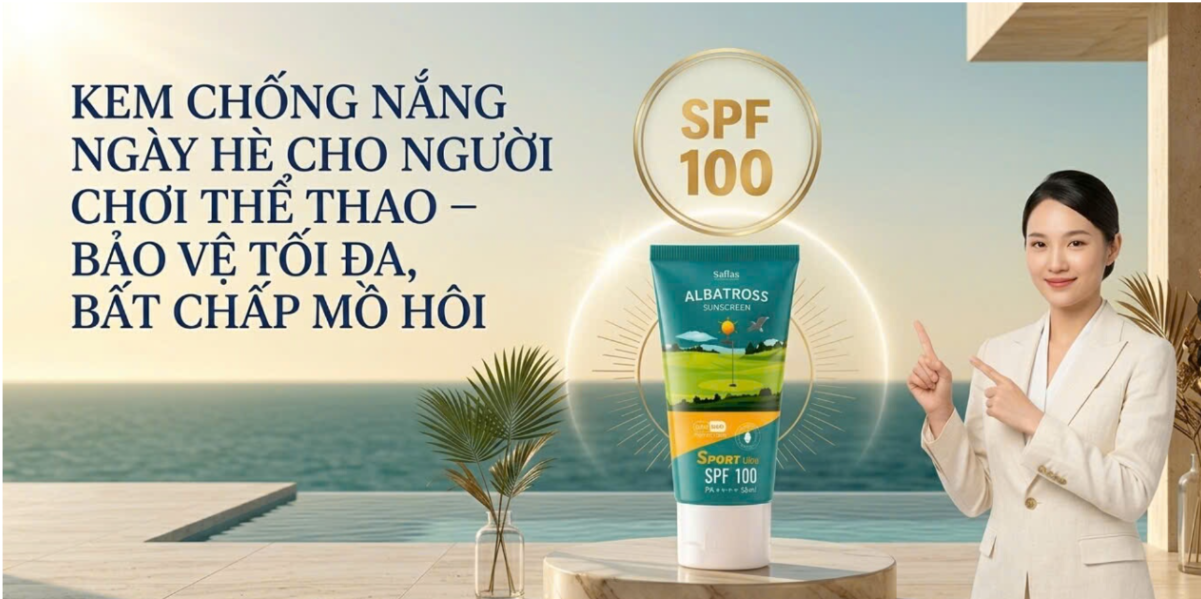 Khám phá kem chống nắng chuyên dụng cho người chơi thể thao ngoài trời. Bảo vệ da tối đa dưới nắng gắt 39–40°C, chống trôi mồ hôi, duy trì hiệu quả suốt buổi tập.