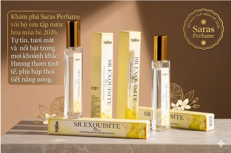 Khám phá Saras Perfume với bộ sưu tập nước hoa mùa hè 2026 giúp bạn luôn tự tin, tươi mát và nổi bật trong mọi khoảnh khắc. Hương thơm tinh tế, phù hợp thời tiết nắng nóng.